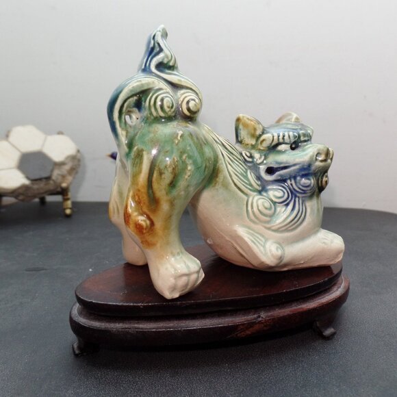 Vintage Chinese Porcelain Foo Dog Sculpture Figurine Shi Shishi Guardian Statue - Picture 3 of 13